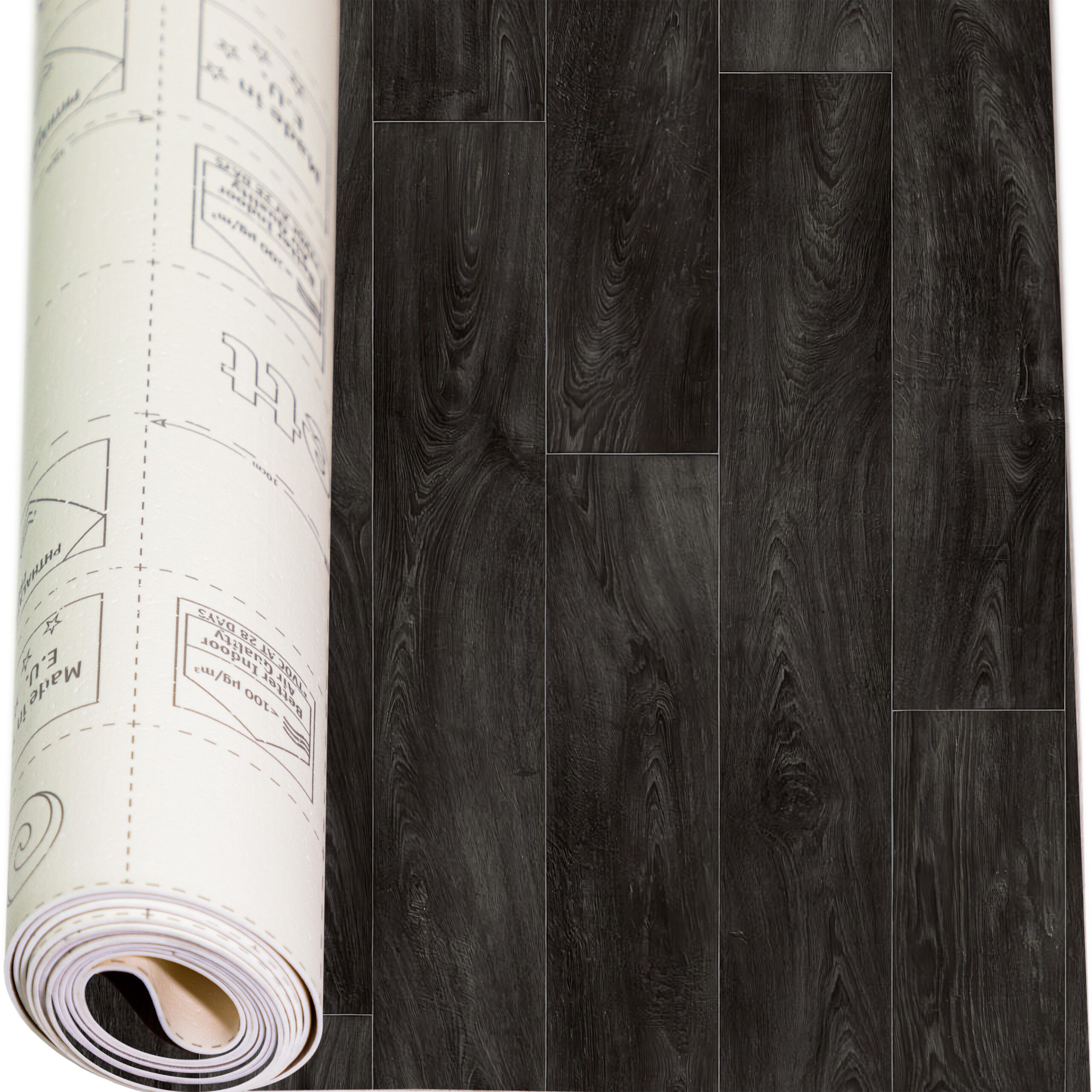 Piso vinilico en rollo Vintage Oak Dark Black